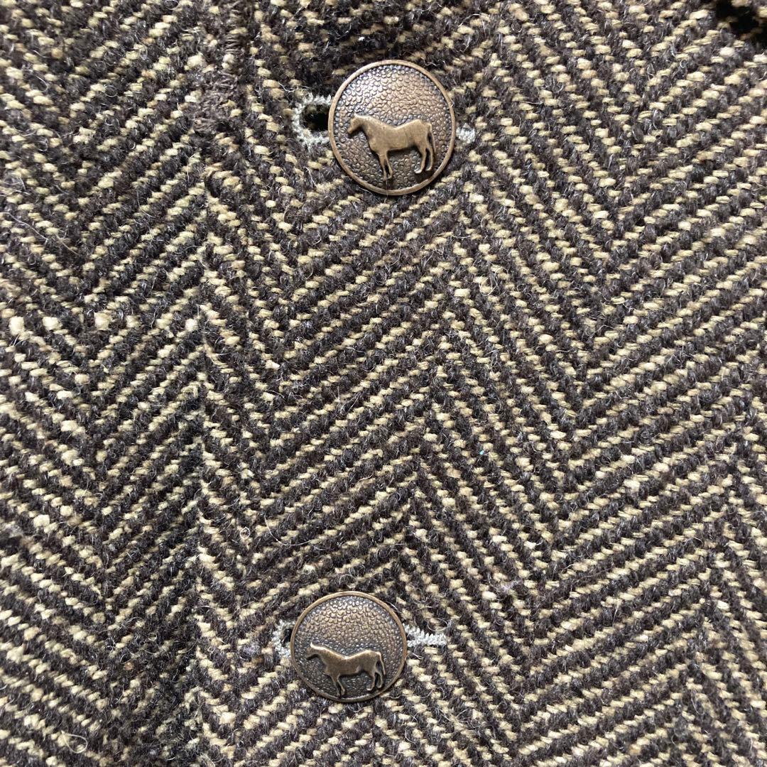 か*ゃ様 45R メルトンツイードジャケット　カーキ　サイズ3