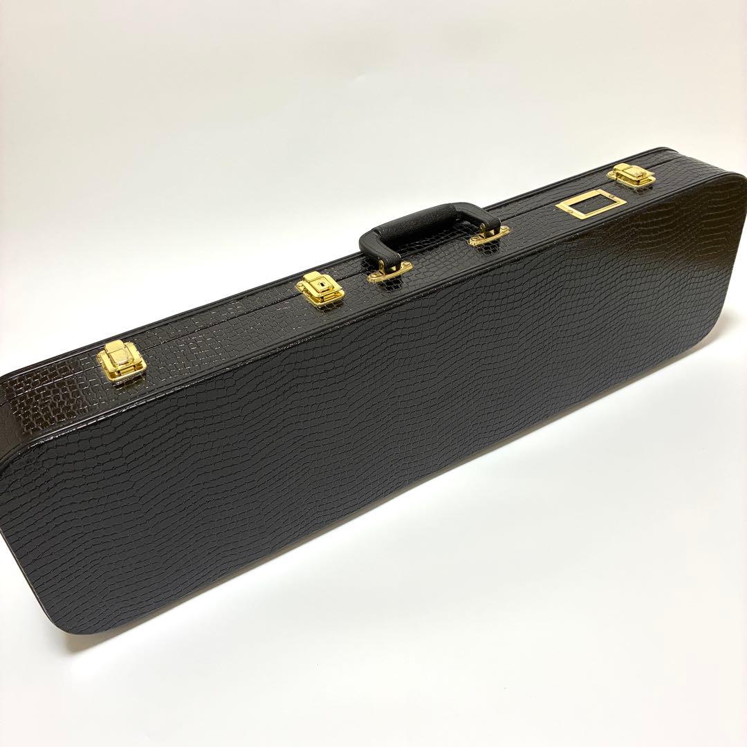 沖縄三味線 蛇皮 本革 黒 爪 ハードケース付き