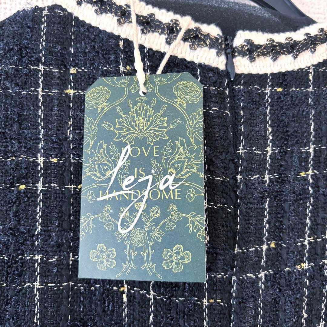 の*の様 新品✨LEJA スリット入りツイード柄ハイウエスト　パーティードレス