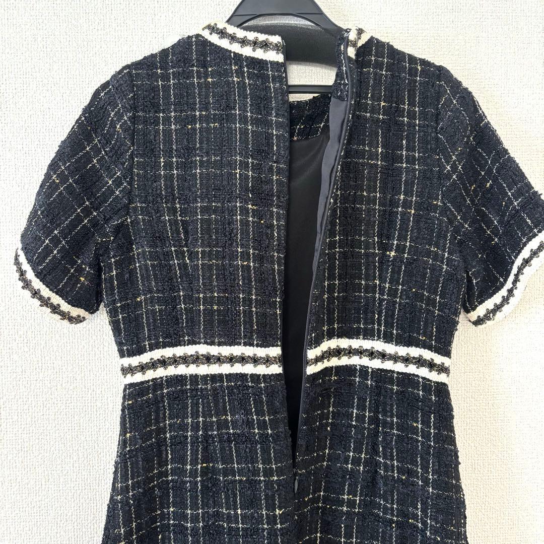 の*の様 新品✨LEJA スリット入りツイード柄ハイウエスト　パーティードレス