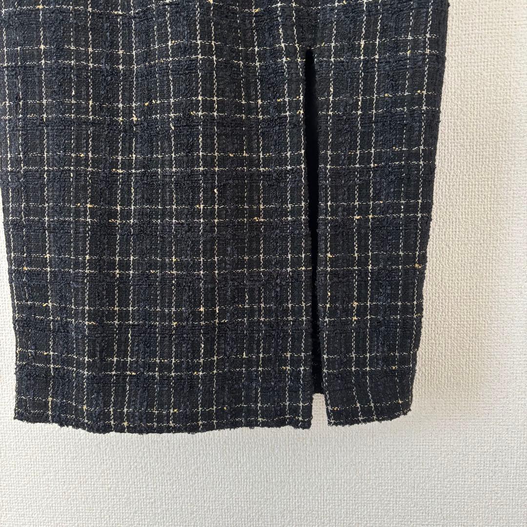 の*の様 新品✨LEJA スリット入りツイード柄ハイウエスト　パーティードレス