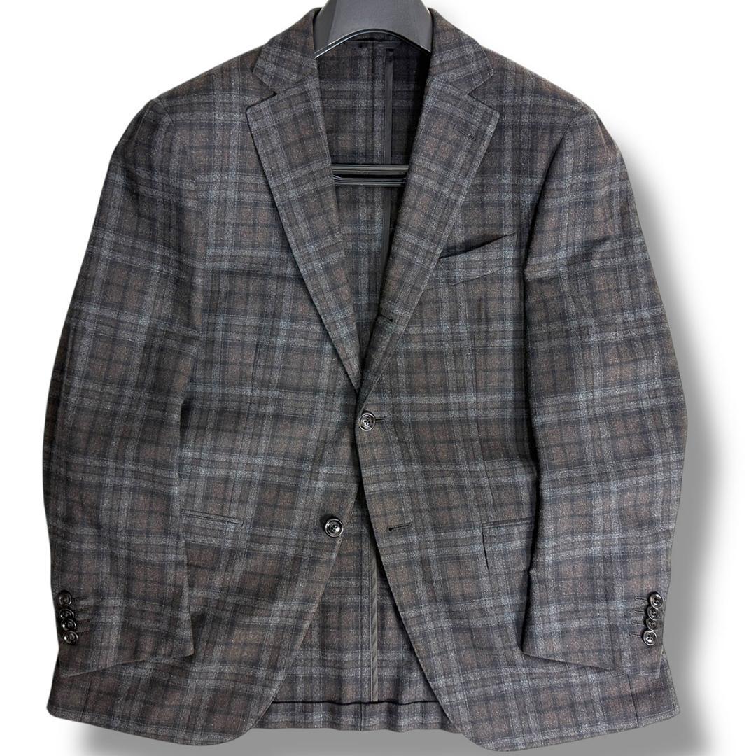 J7019 超美品 エルメネジルドゼニア チェック柄フランネルジャケット 48
