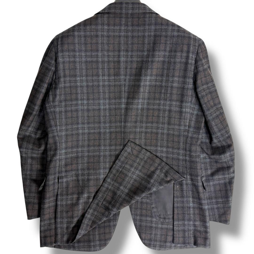 J7019 超美品 エルメネジルドゼニア チェック柄フランネルジャケット 48