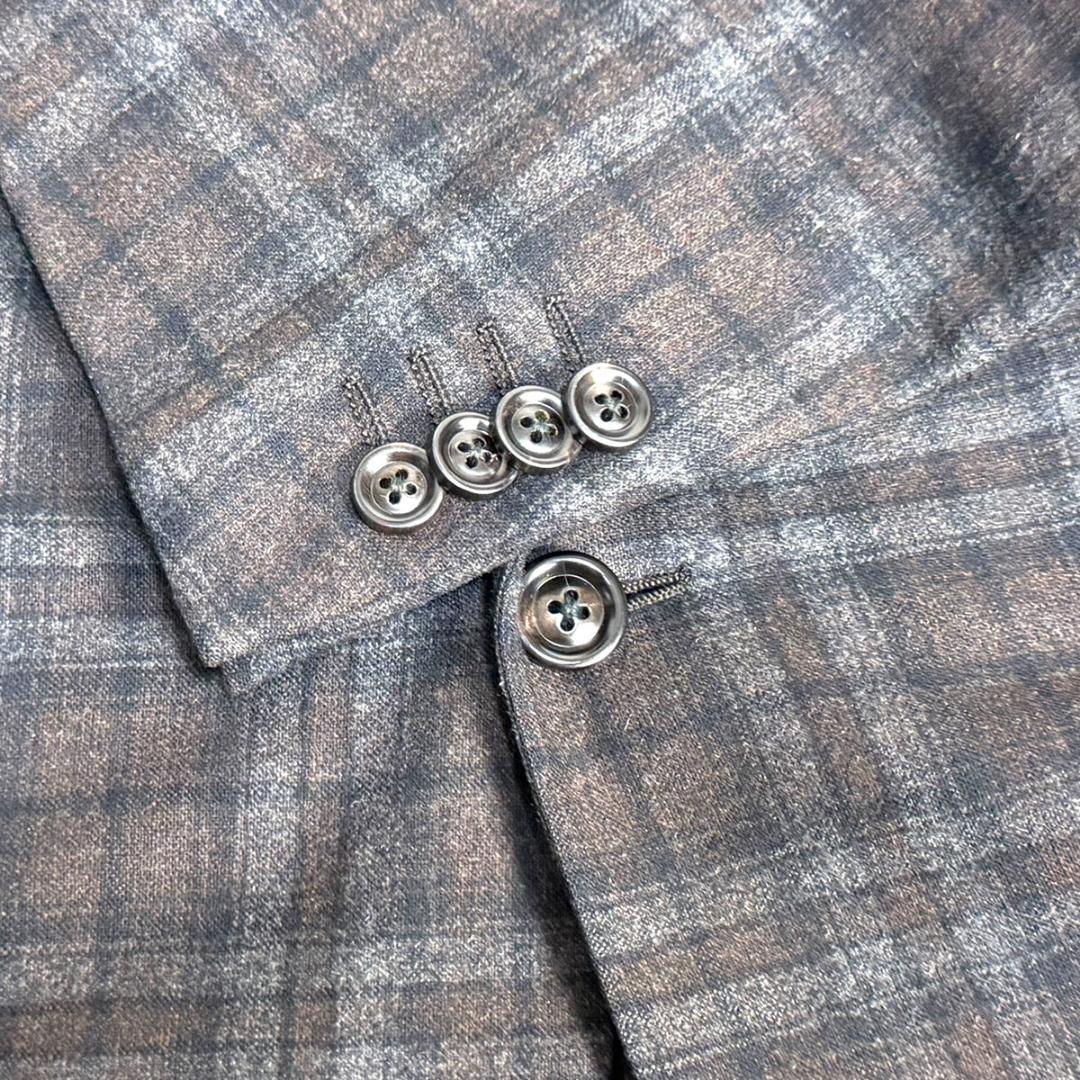 J7019 超美品 エルメネジルドゼニア チェック柄フランネルジャケット 48