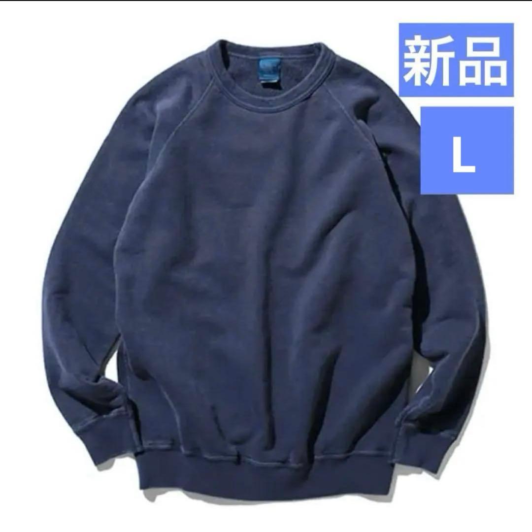 新品タグ　グッドオン　Good On ラグランクルースウェット Pネイビー　L