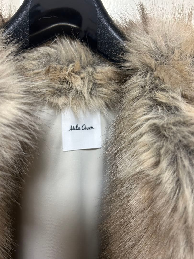 ミラオーウェン今期マルチマテリアルノーカラーファーコート新品Mila Owen