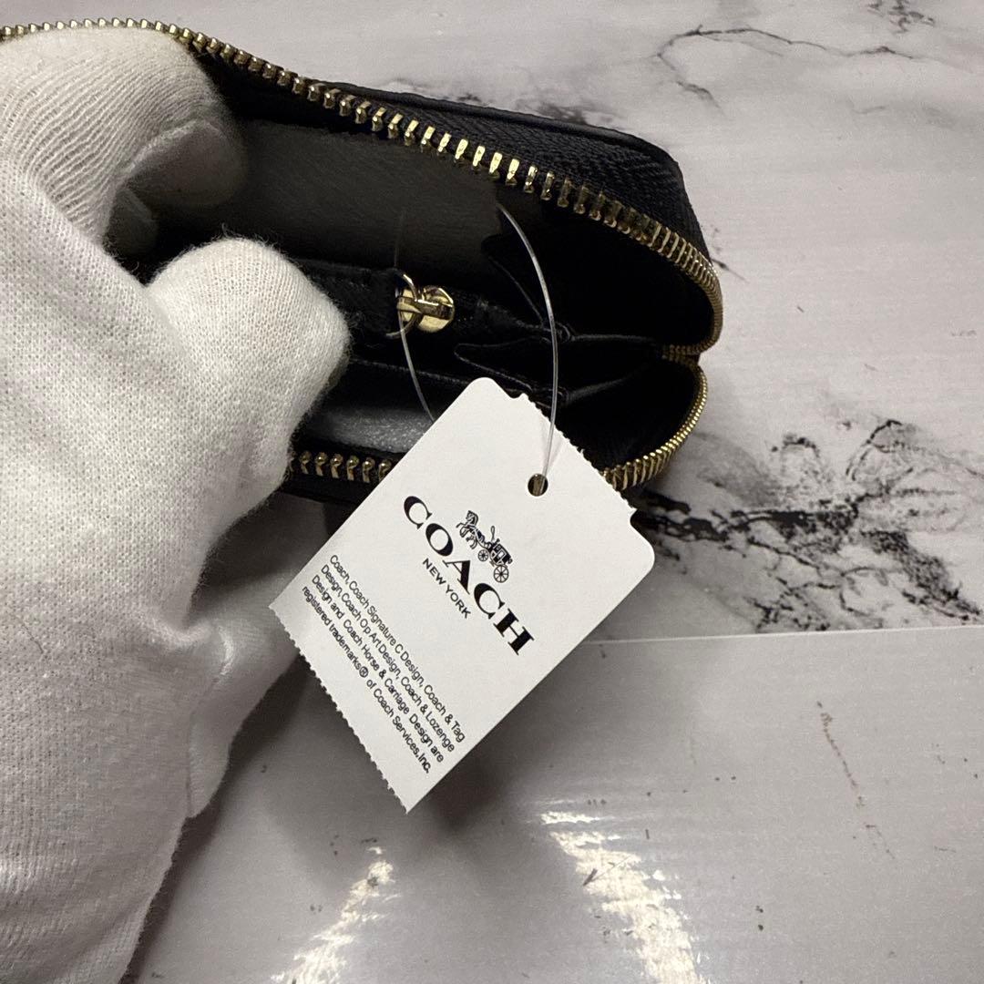 (未使用タグ付)大人気、コーチ、長財布、ラウンドジップ、オールレザー、エンボス