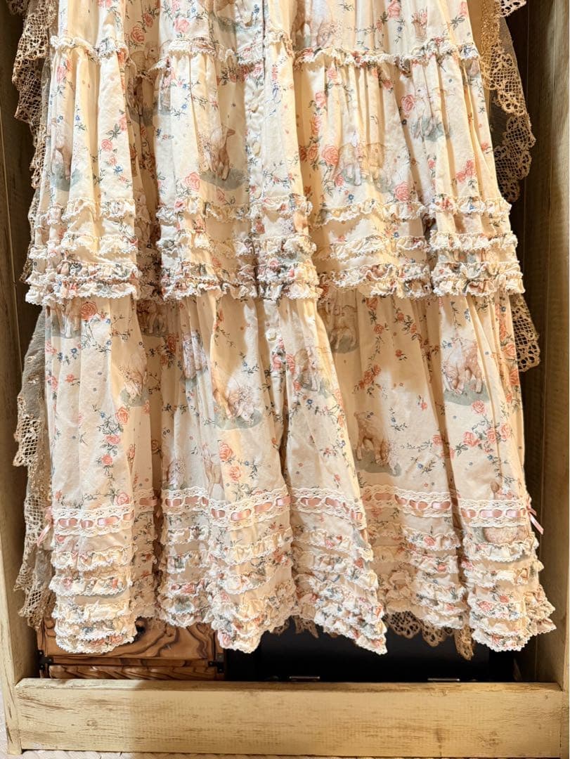 pinkhouse ピンクハウス ひつじプリント ロングワンピース クリーム色