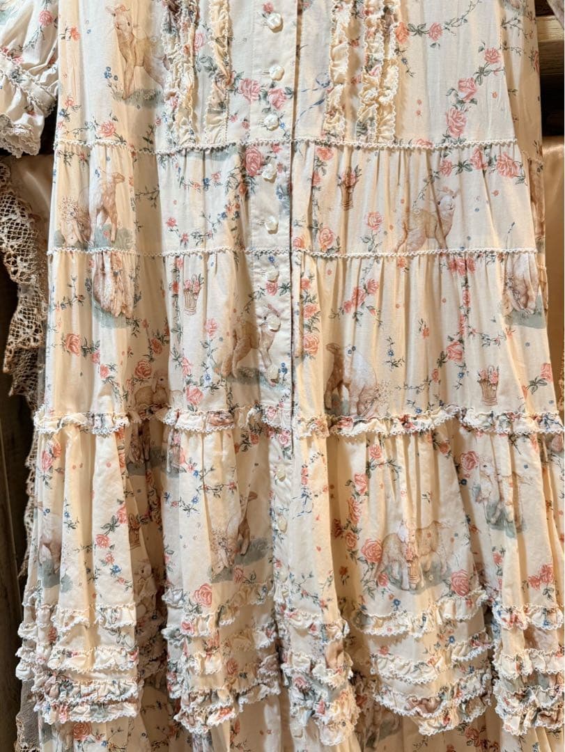 pinkhouse ピンクハウス ひつじプリント ロングワンピース クリーム色