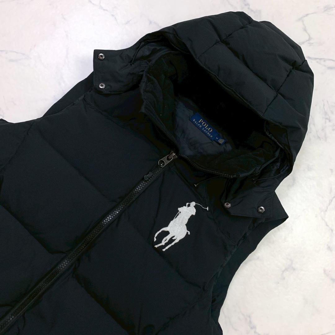 美品★ポロラルフローレン ダウンベスト ビッグポニー刺繍 ブラック M　D992