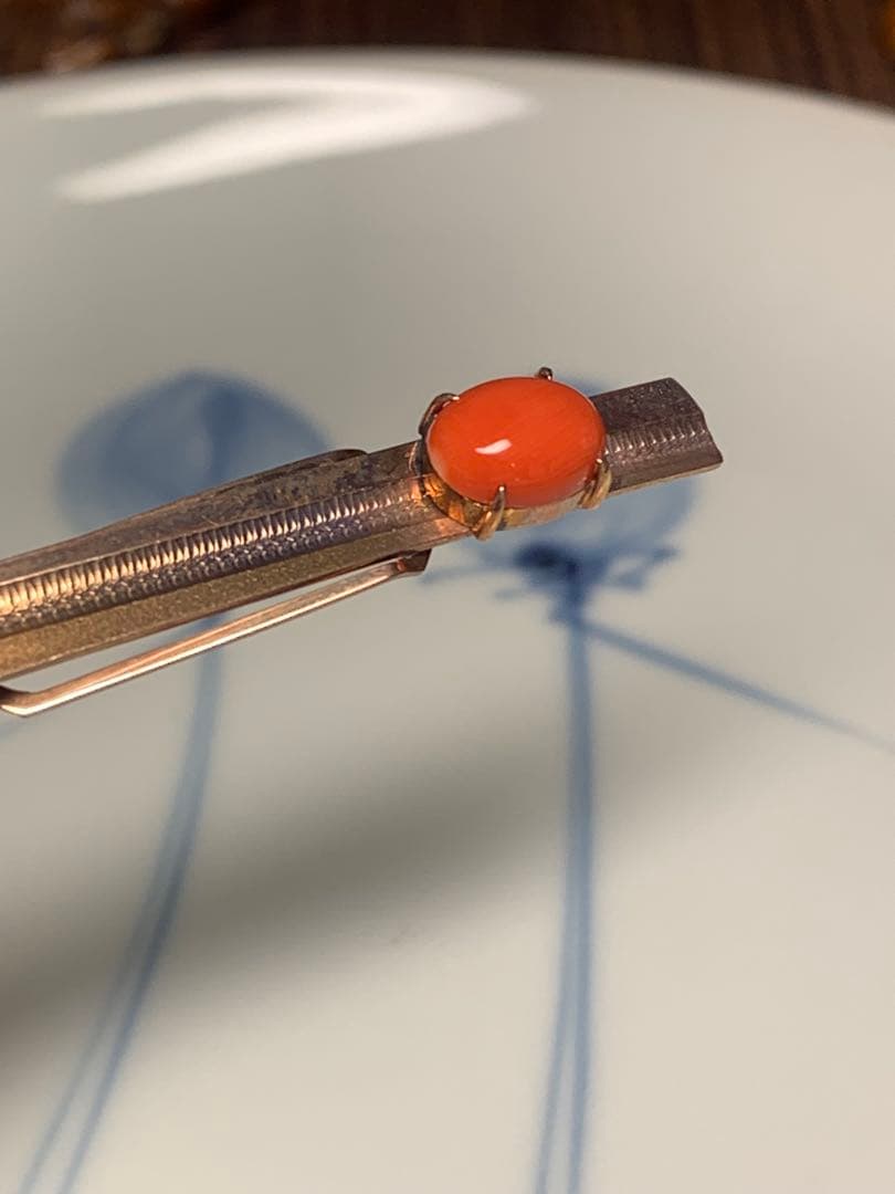 h*n様 K10刻印 金 ゴールド 石付きネクタイピン ピンク