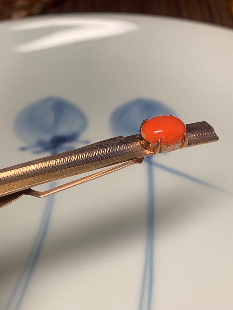 h*n様 K10刻印 金 ゴールド 石付きネクタイピン ピンク