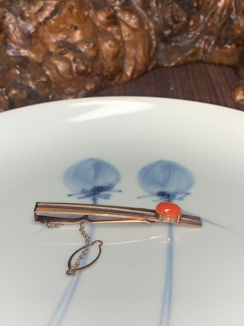 h*n様 K10刻印 金 ゴールド 石付きネクタイピン ピンク