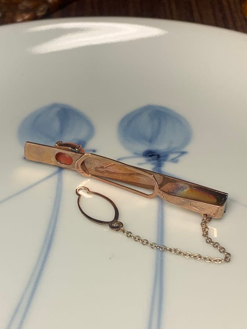 h*n様 K10刻印 金 ゴールド 石付きネクタイピン ピンク