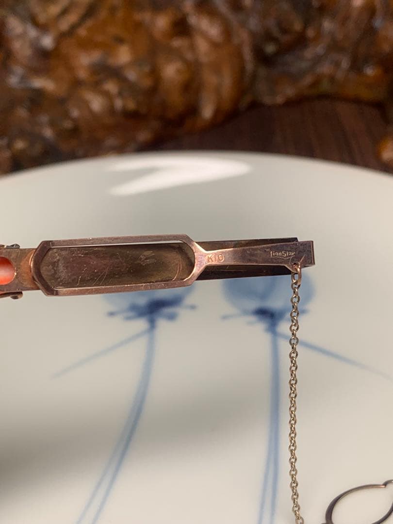 h*n様 K10刻印 金 ゴールド 石付きネクタイピン ピンク