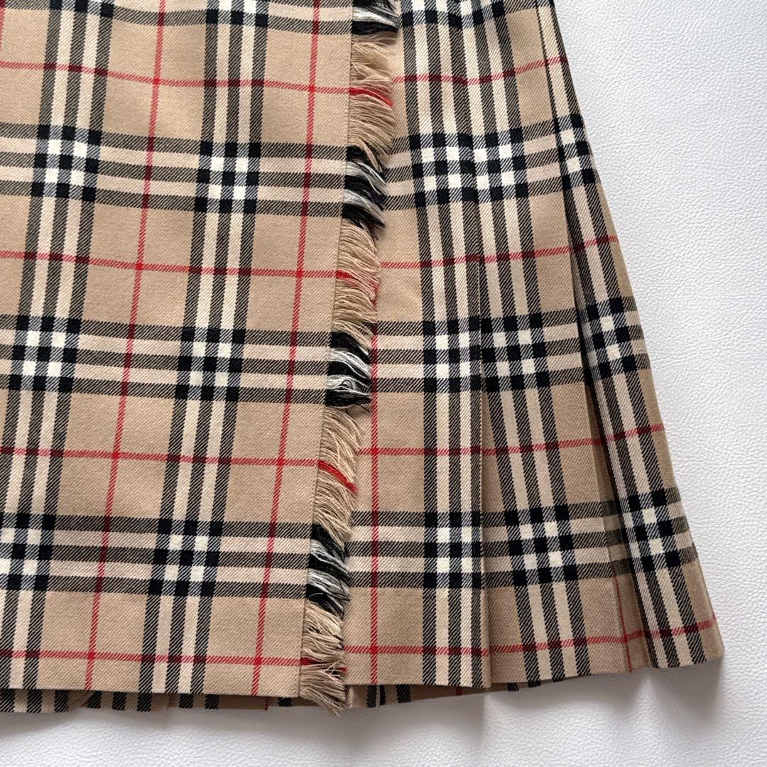 BURBERRY London ノバチェック 巻きスカート 36 ウール 牛革
