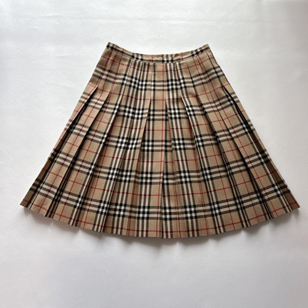 BURBERRY London ノバチェック 巻きスカート 36 ウール 牛革