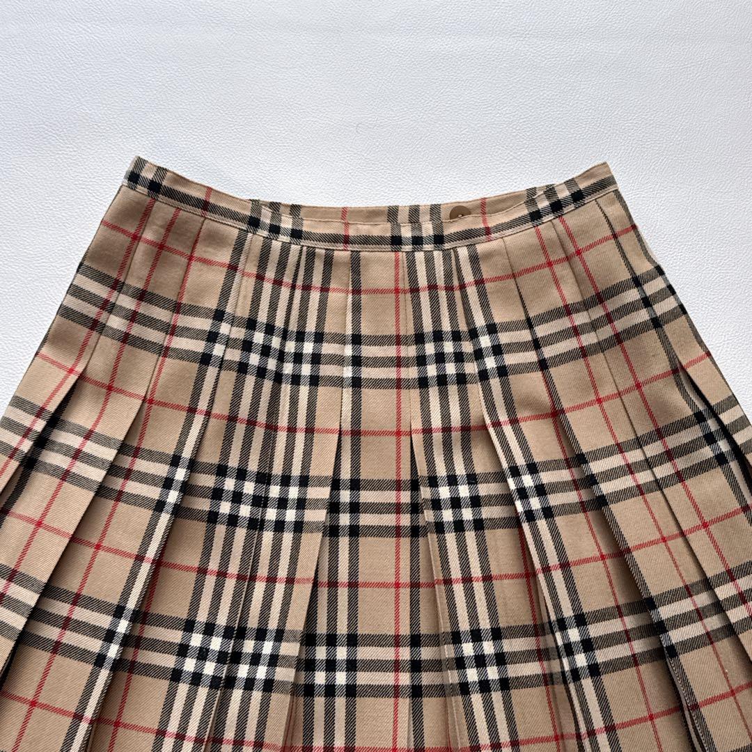 BURBERRY London ノバチェック 巻きスカート 36 ウール 牛革
