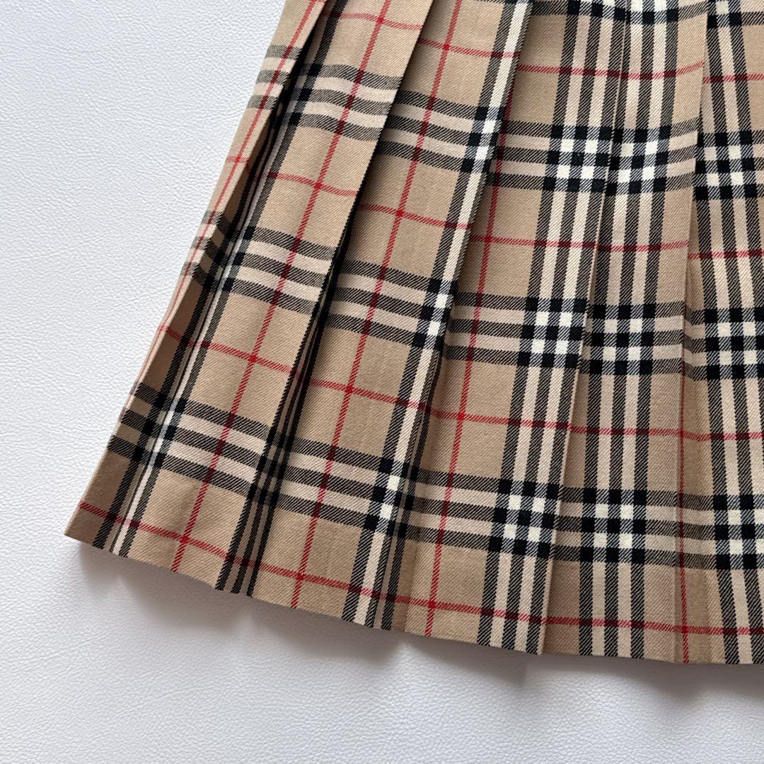 BURBERRY London ノバチェック 巻きスカート 36 ウール 牛革