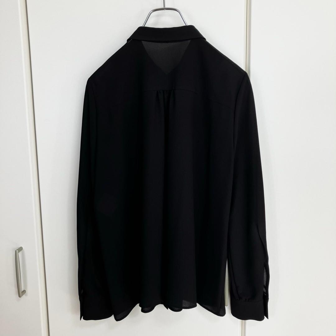 23SS ANAYI ジョーゼットラッフルボウタイブラウス ブラック サイズ38