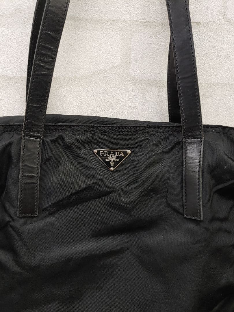 クロボボPRADA　トートバッグ　ハンドバッグ　白タグ　三角ロゴ　ナイロン