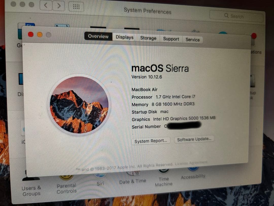 MacBook Air 13インチ（A1466/2013年モデル）初期設定済み