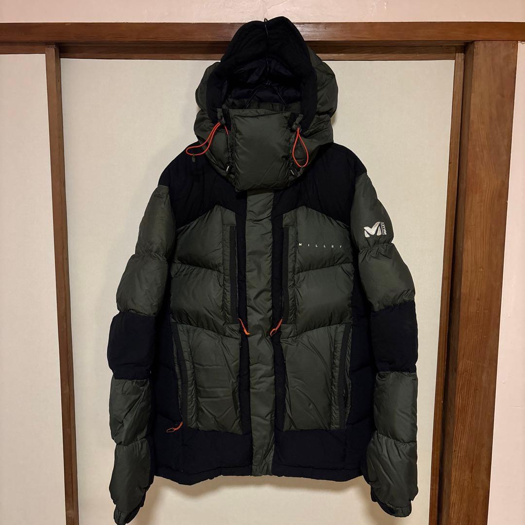 【美品】MILLET ミレー フードダウン メンズM ダークグリーン