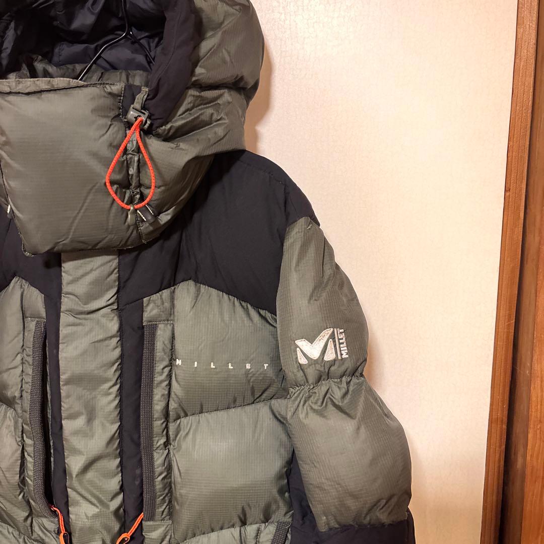 【美品】MILLET ミレー フードダウン メンズM ダークグリーン