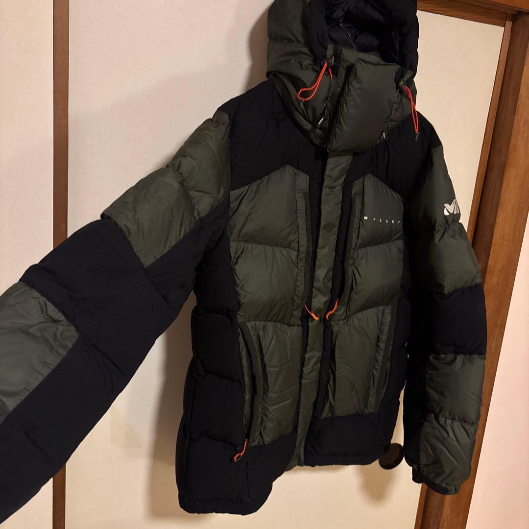 【美品】MILLET ミレー フードダウン メンズM ダークグリーン