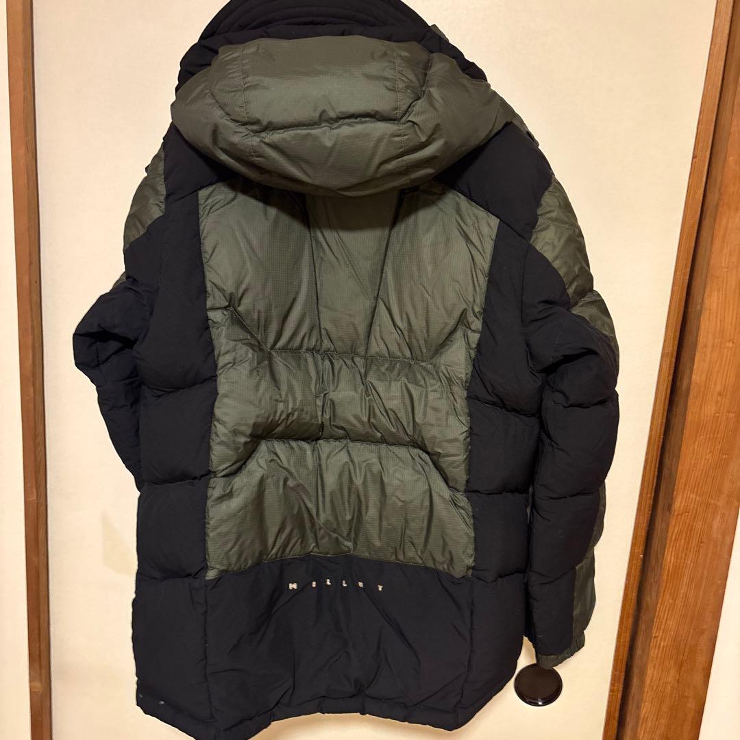 【美品】MILLET ミレー フードダウン メンズM ダークグリーン