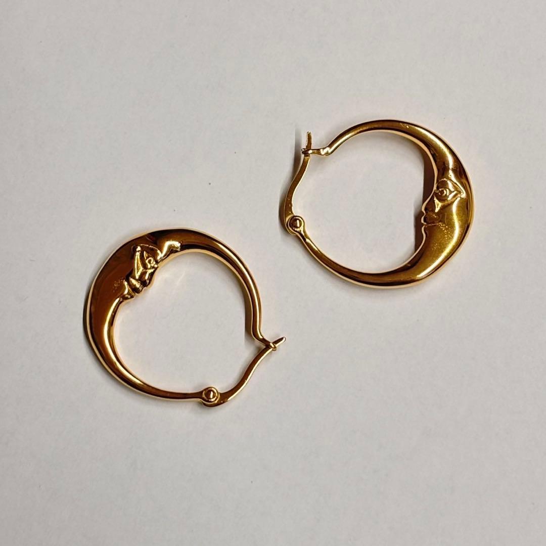 常田大希 ピアス　18k ゴールドメッキ　ゴールド　フープピアス　ムーン　両耳