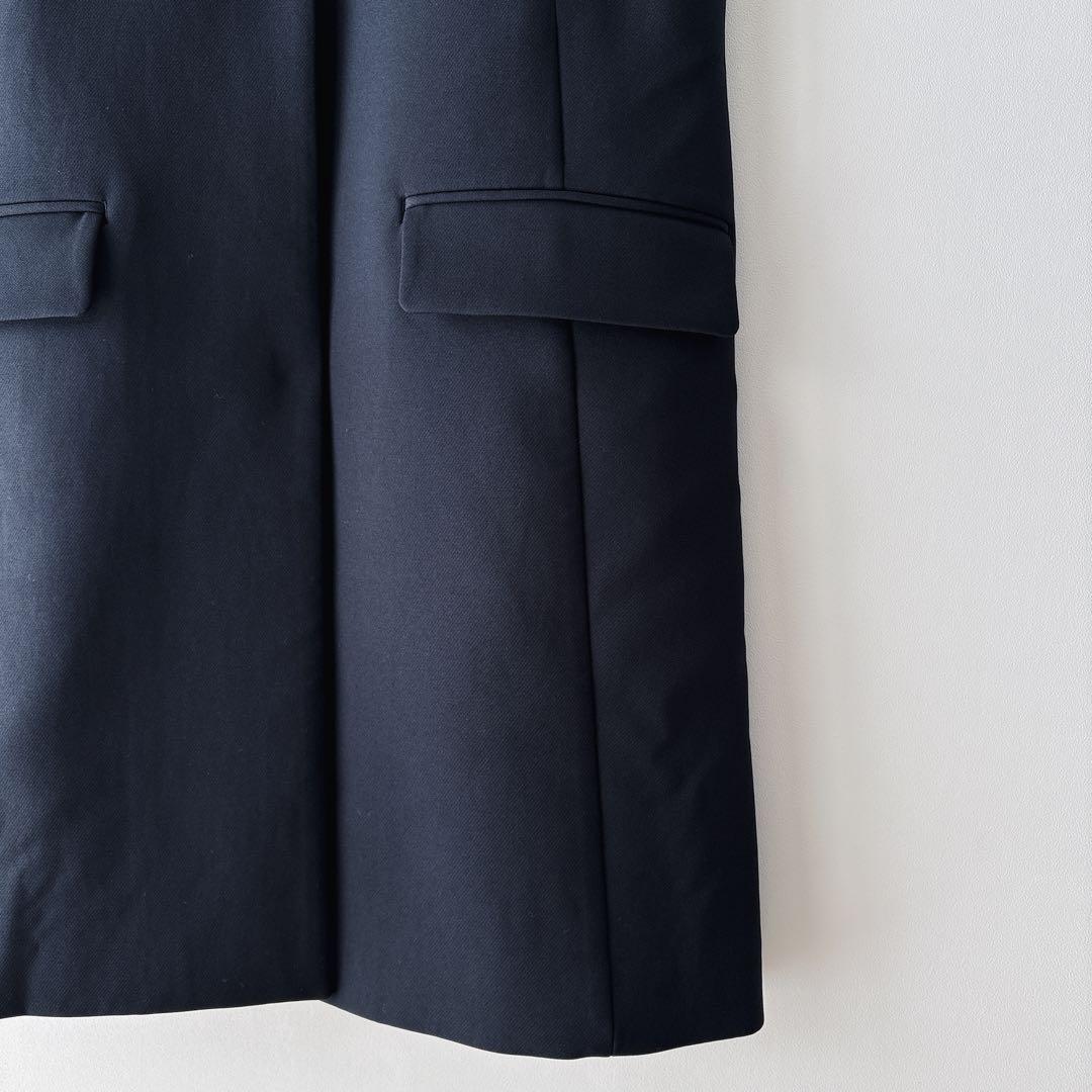 CELFORDセルフォード　フリルパールネックロングジレ ブラック