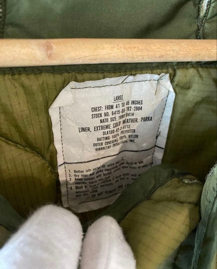 神サイズ 米軍 実物 m65 フィッシュテール パーカー ライナー large