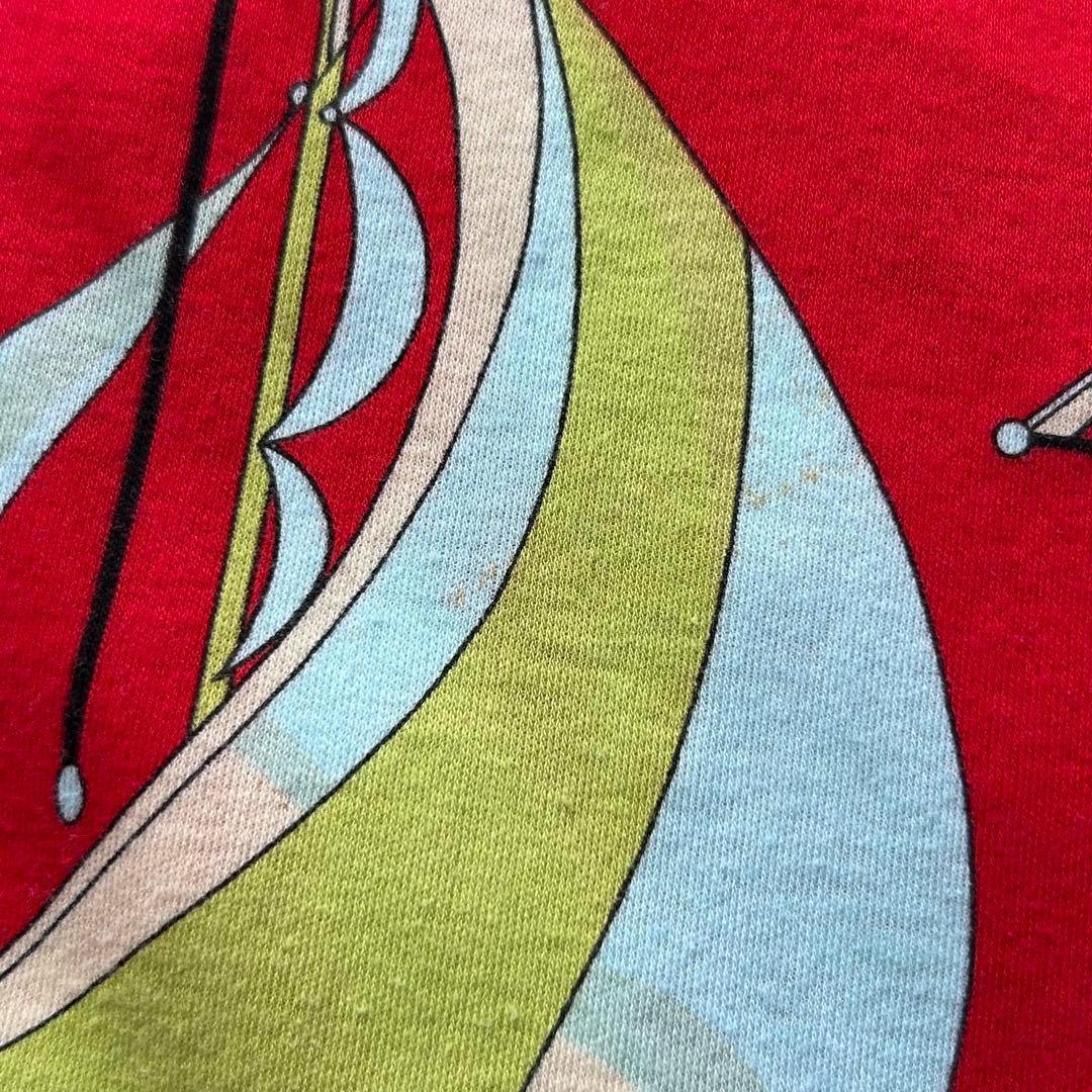 【美品】エルメス Tシャツ 気球 飛行船 大空の狂気 レッド M ヴィンテージ