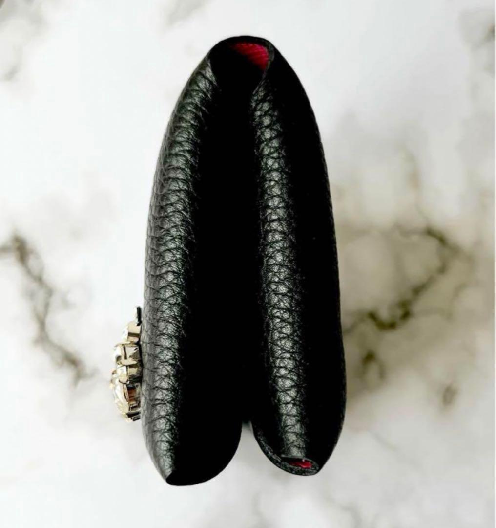 A.D.M.J. スワロフスキー　カードケース　ブラック レザー 名刺入れ