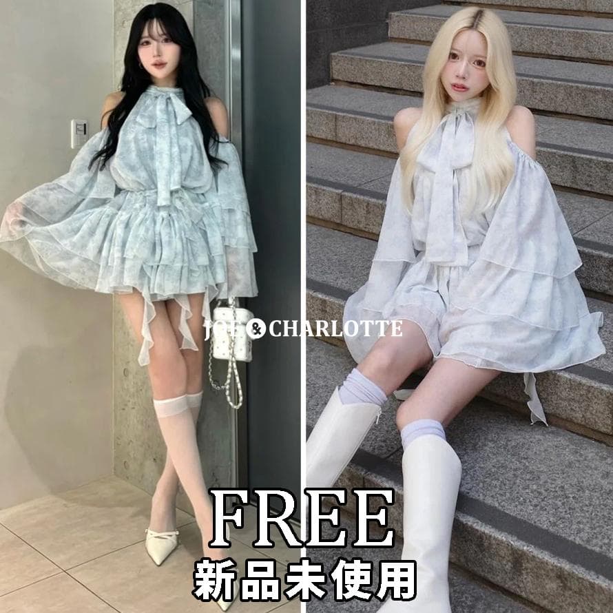 ダーリッチ darich トワルドジュイシフォンフリルミニワンピース SAX F