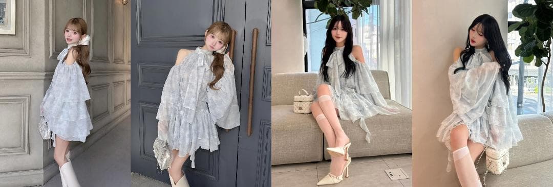 ダーリッチ darich トワルドジュイシフォンフリルミニワンピース SAX F