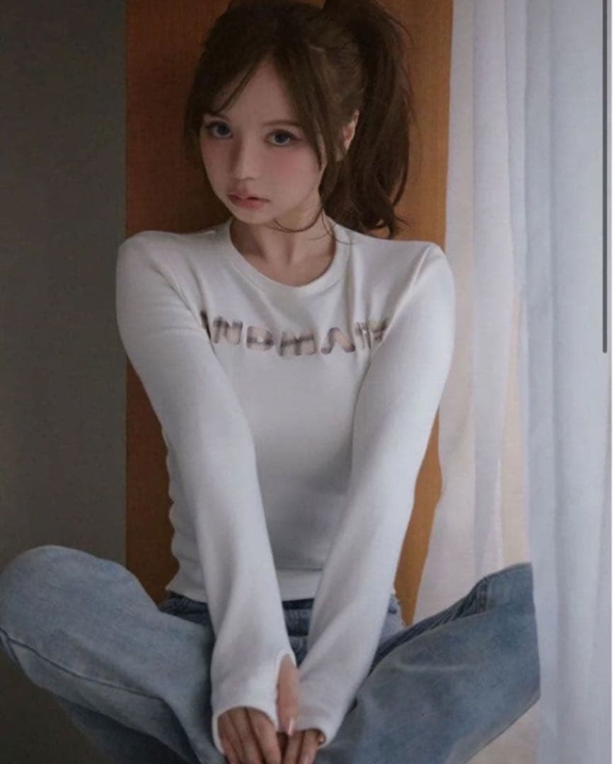 【最安】Mary logo pattern tops white andmary