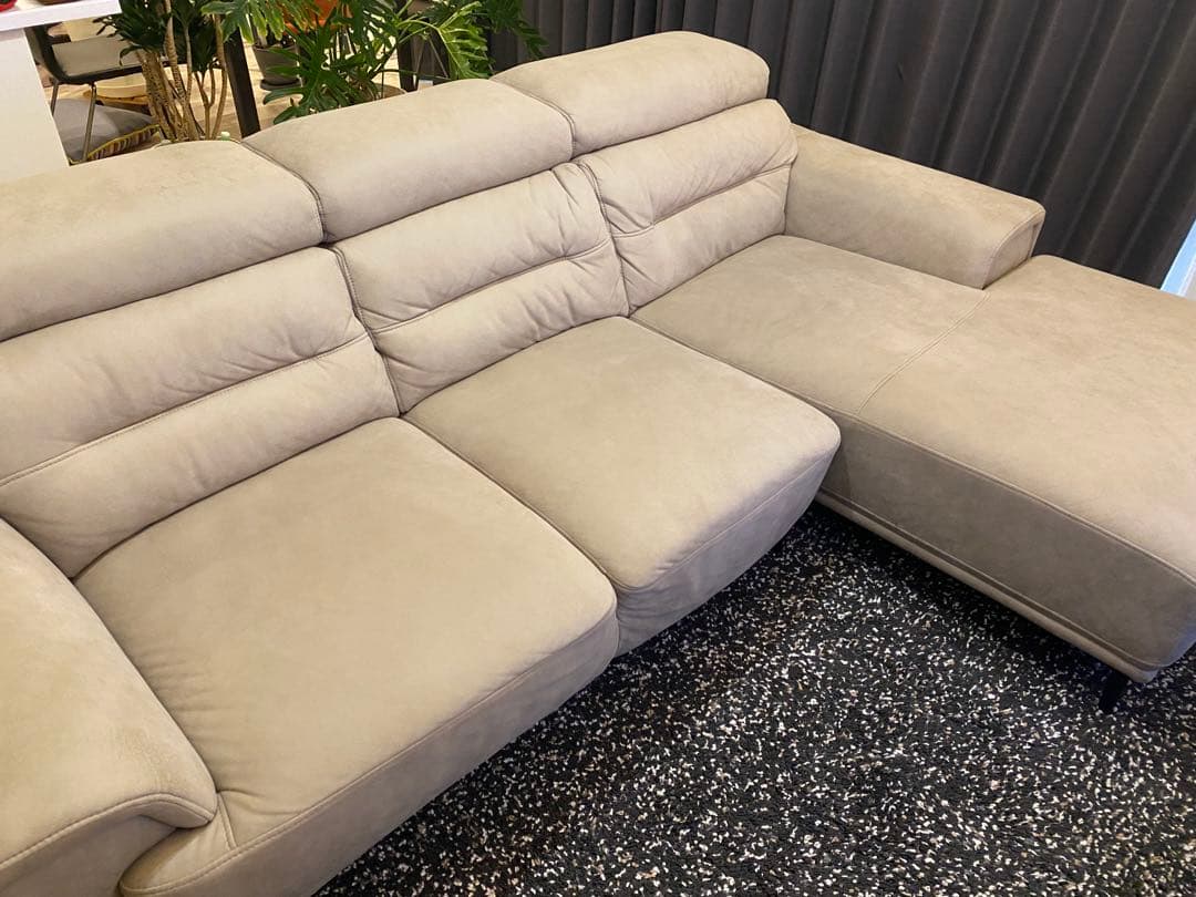 3人掛け カウチソファ Ｌ字 レザーファブリック プルミエ