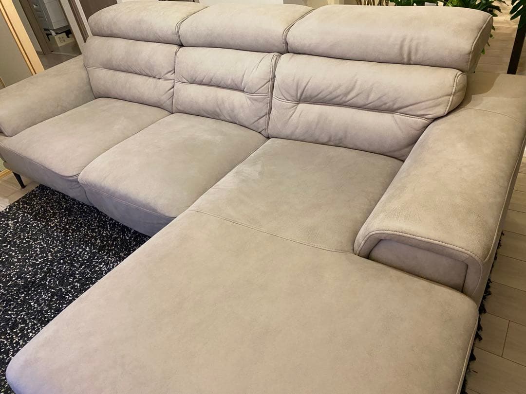 3人掛け カウチソファ Ｌ字 レザーファブリック プルミエ