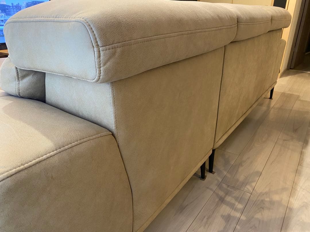 3人掛け カウチソファ Ｌ字 レザーファブリック プルミエ