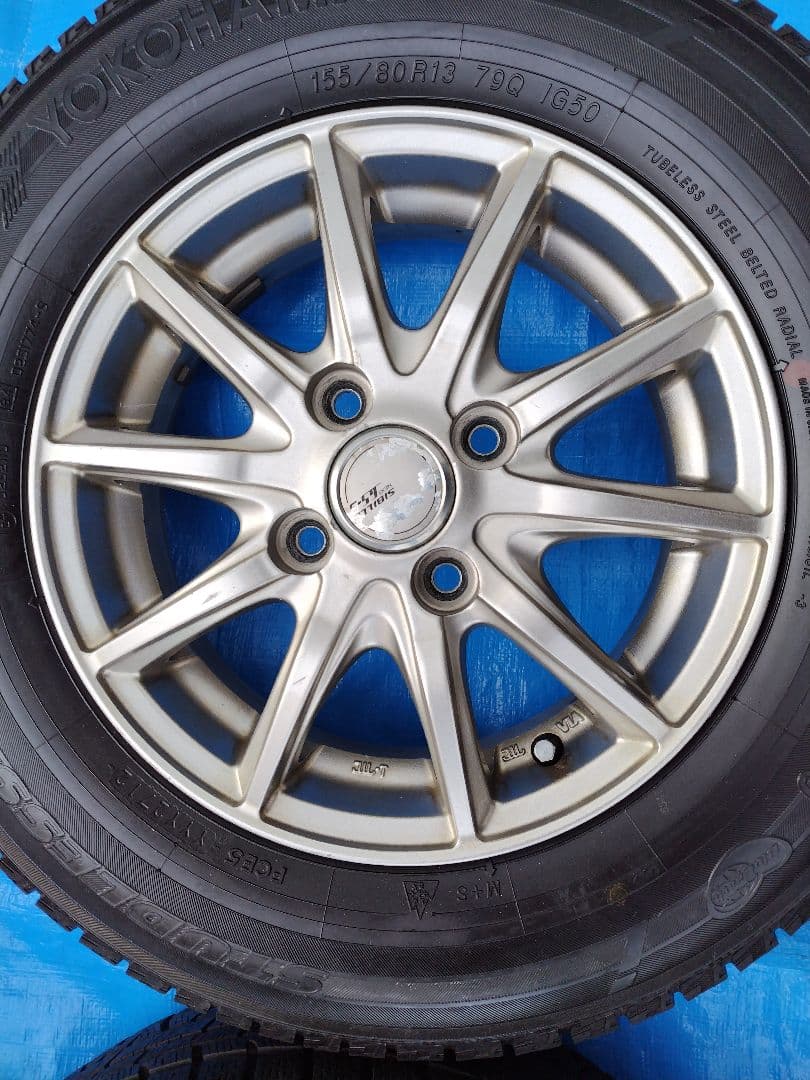 155/65R13【2/2】オールシーズンタイヤ新品、アルミホイール付、2本分割