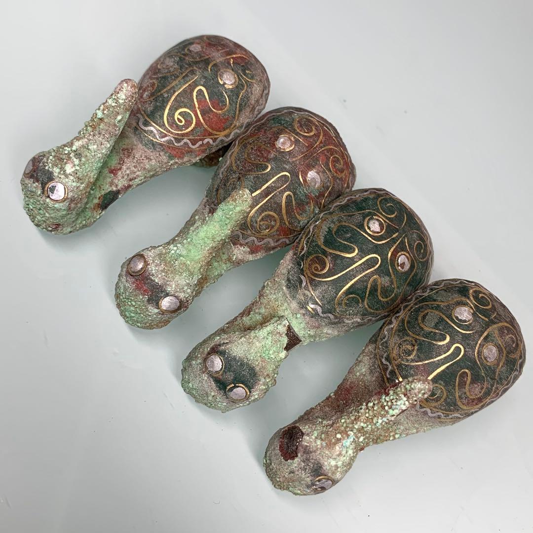 AC　旧蔵古代の飾り　副葬品　根付時代物　アンティーク 4点セット 骨董品