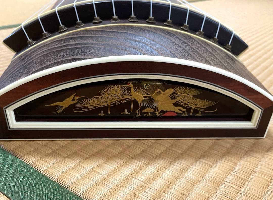 琴 お筝 筝 弦楽器 和楽器　すだれ掘り　蒔絵有　13弦　小川謹製　付属品セット