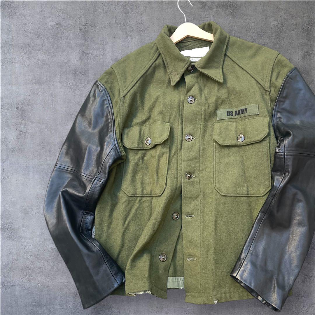 一点物#GILET USARMYリメイク 再構築 シャツレザーまじでかっこいい！