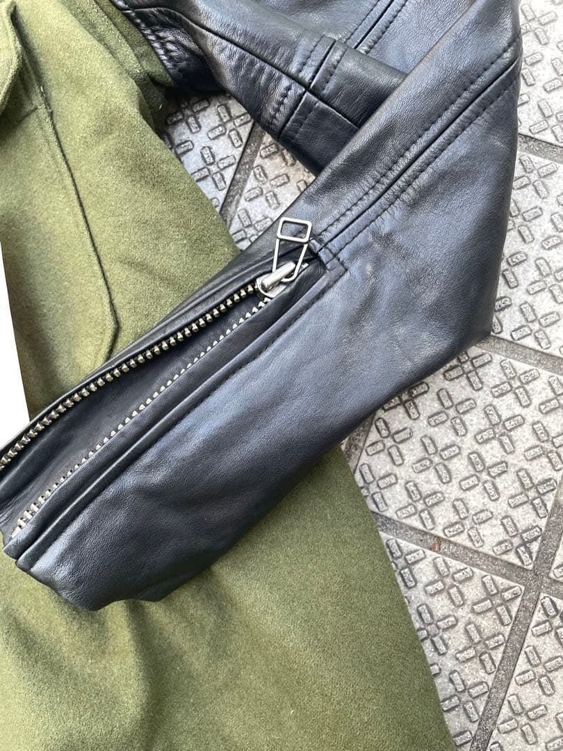 一点物#GILET USARMYリメイク 再構築 シャツレザーまじでかっこいい！