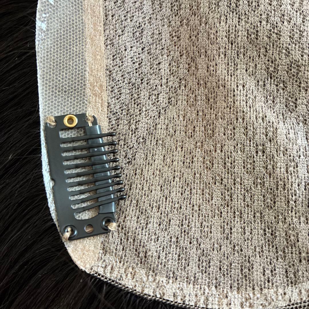 百合子ウィッグネオピース9x14cmナチュラルブラック未使用毛量減前髪無し