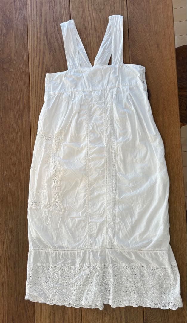 yuni ユニ カットワーク刺繍 ジャンパースカート ホワイト