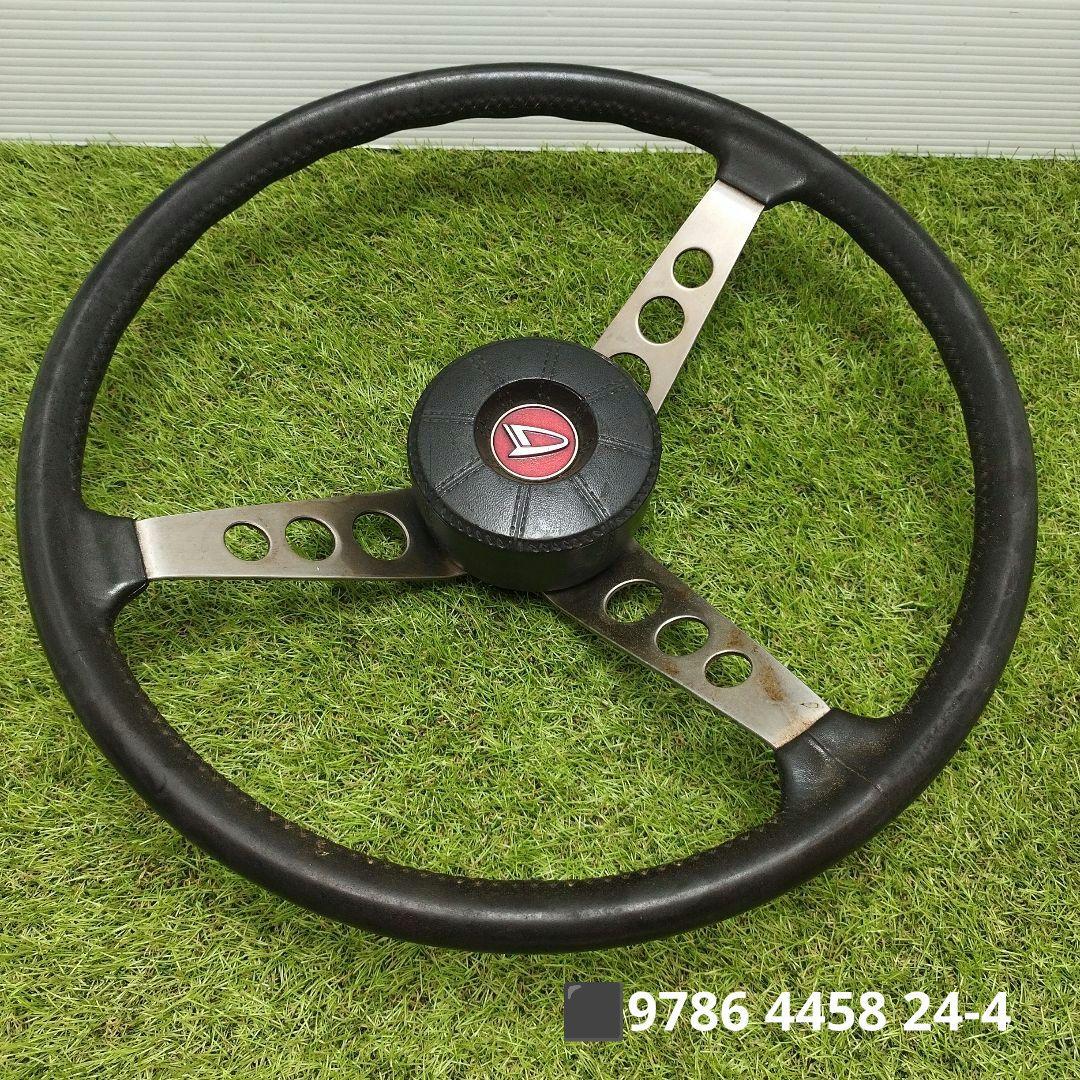 レザーステアリング　ステアリングホイール　アンティーク飾り　ステアリング