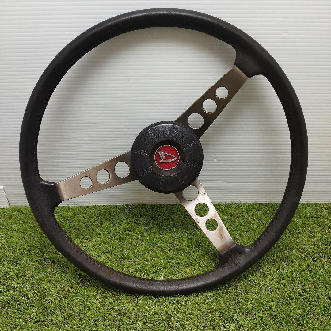 レザーステアリング　ステアリングホイール　アンティーク飾り　ステアリング